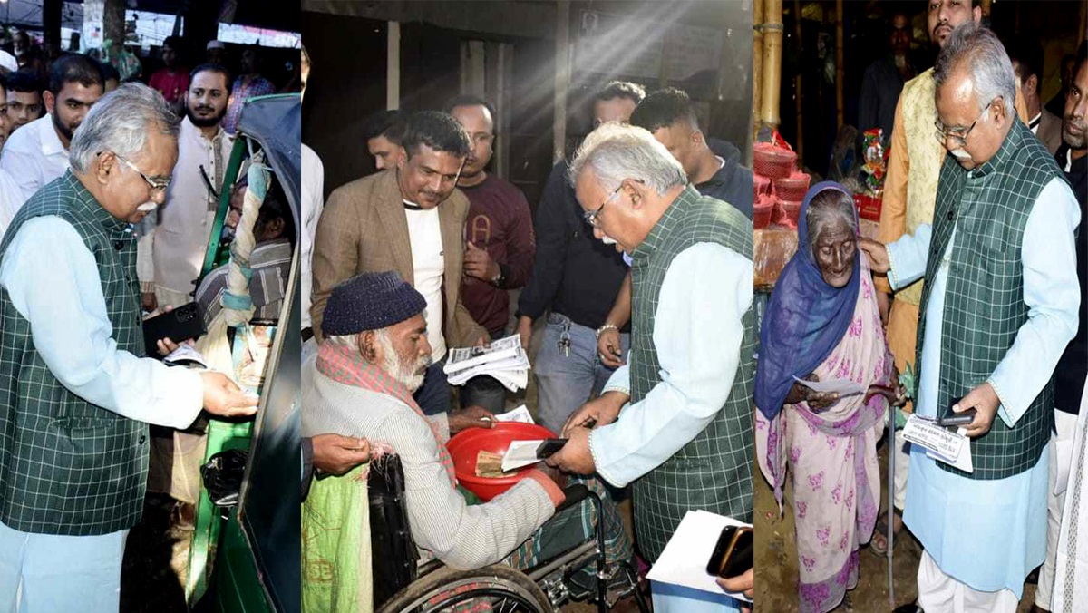 নৌকায় ভোট চেয়ে বিশ্বনাথ বাজারে শফিক চৌধুরীর গণসংযোগ