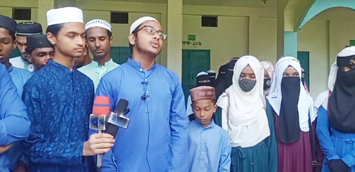 বিশ্বনাথে প্রাচীনতম কামিল মাদ্রাসায় শিক্ষার্থীদের সংবাদ সম্মেলন